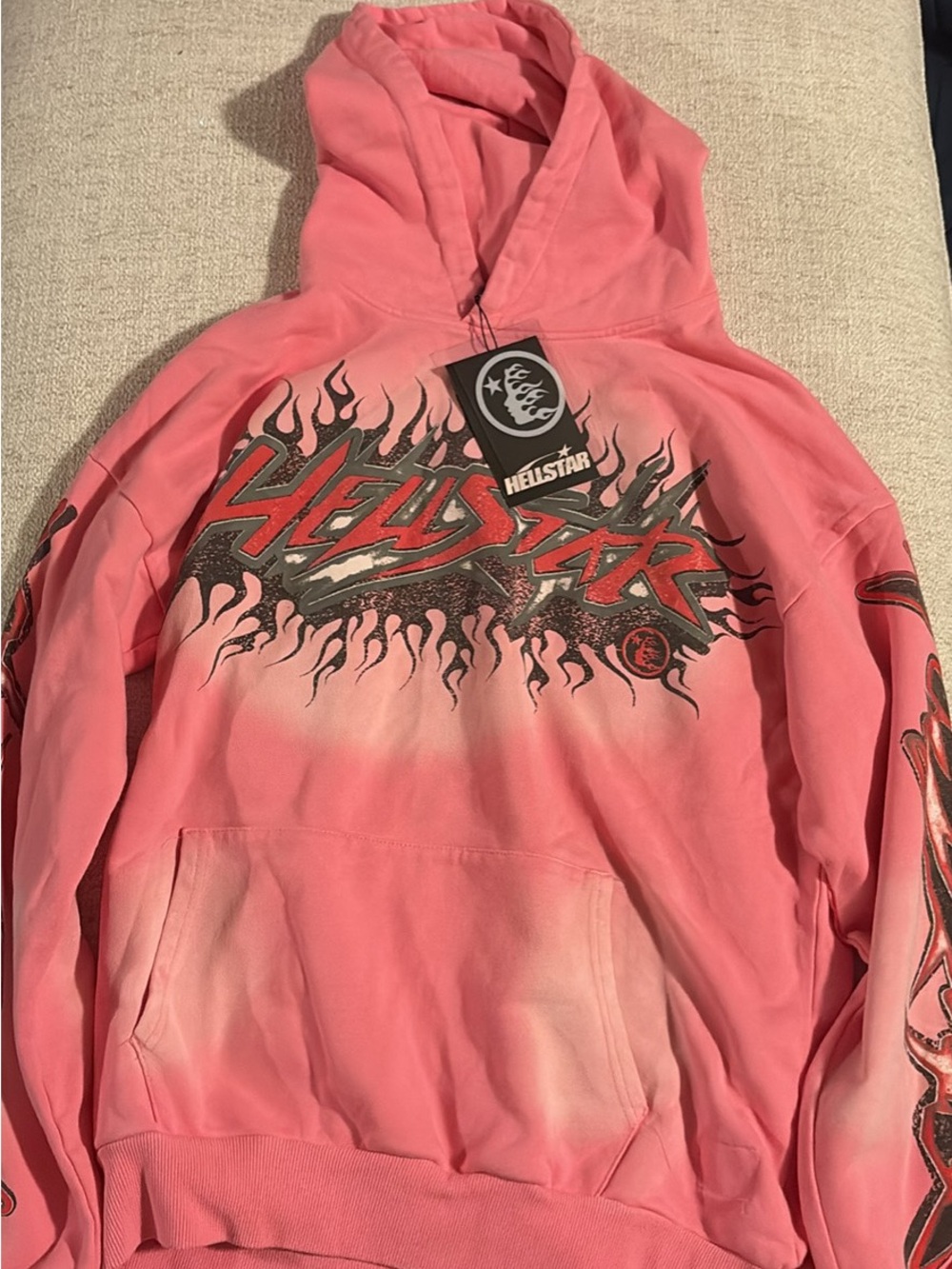Hellstar Pink Graphic Flame Hoodie